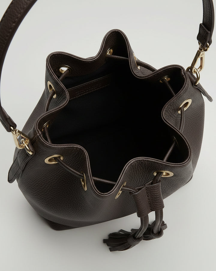 LINDA bucket bag Dark brown