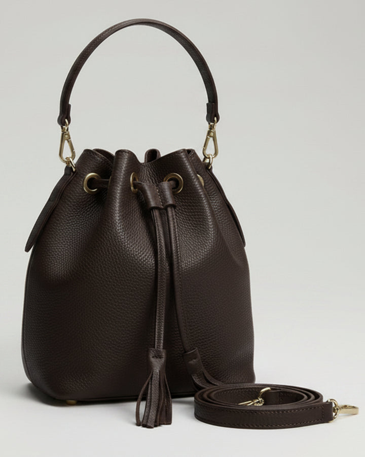 LINDA bucket bag Dark brown