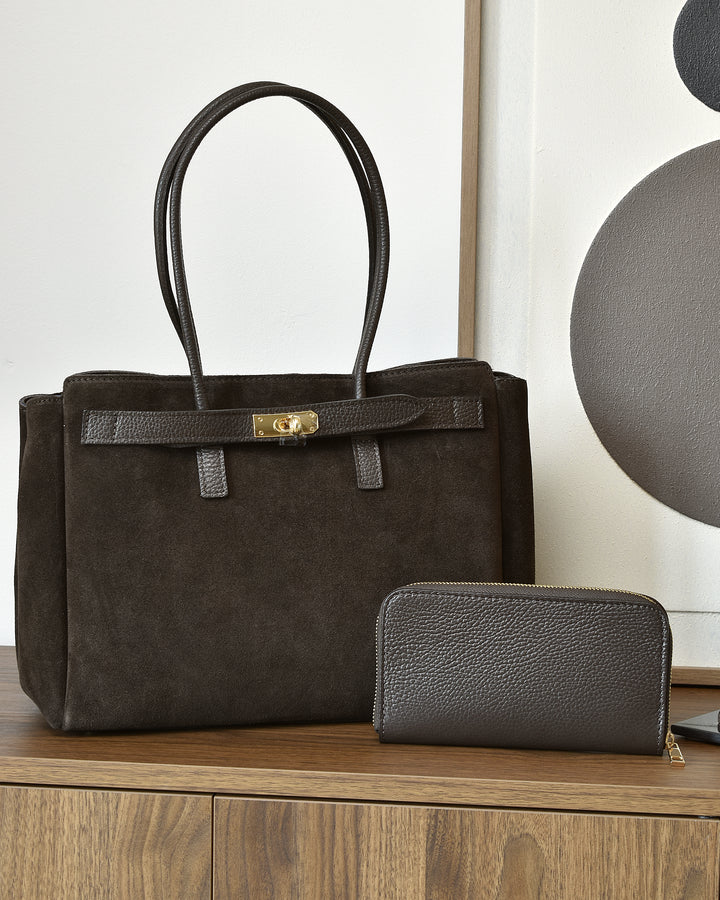 SET Matilda Testa di moro Suede + Zip L Testa di moro