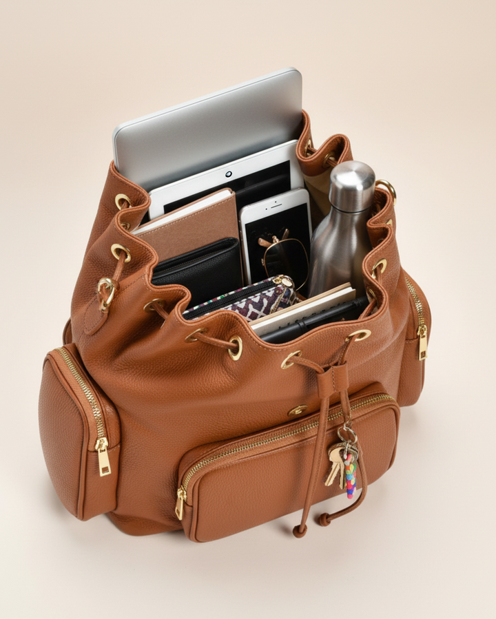 Zaino Mimi cuoio con oggetti interni