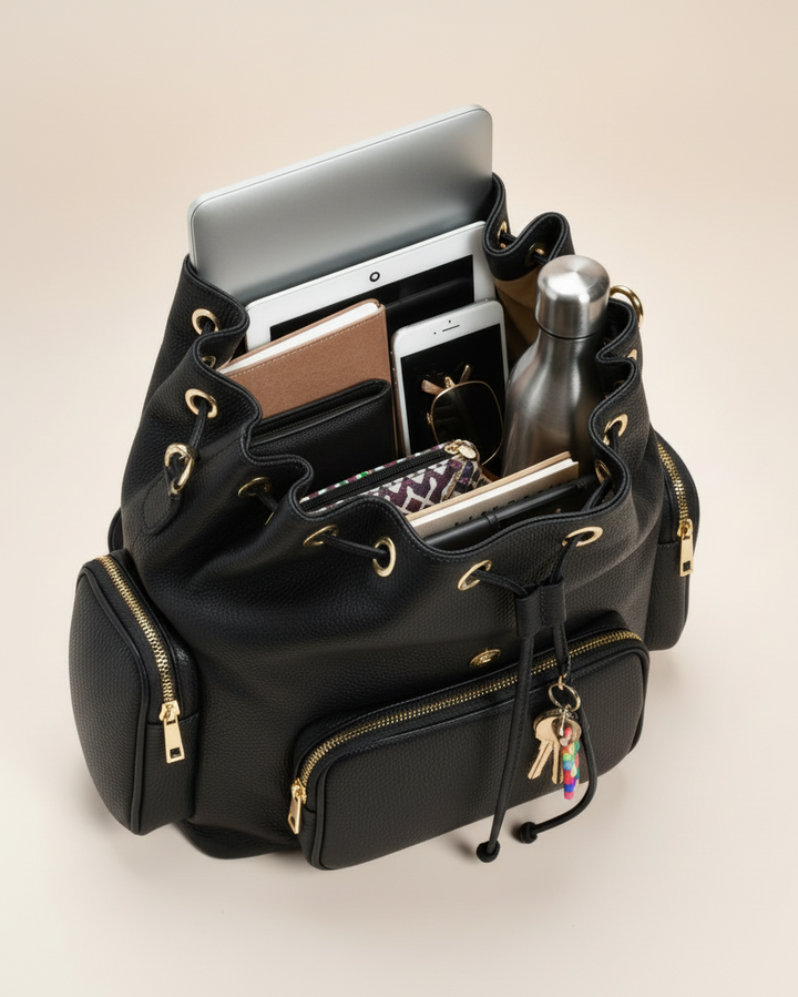 Zaino Mimi nero con oggetti interni